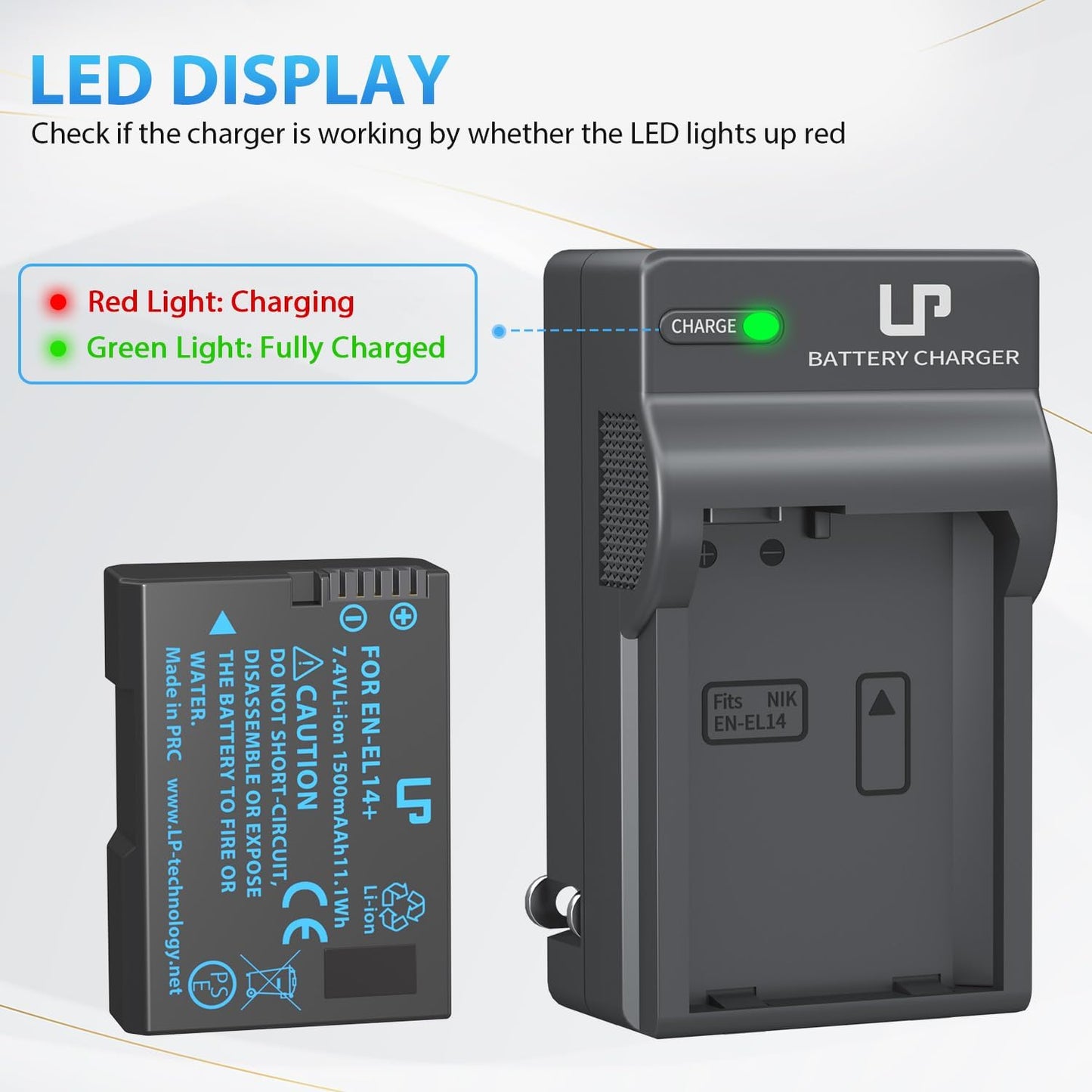 EN-EL14 EN El14A Battery Charger Pack, Charger Compatible with Nikon D3500, D5600, D3300, D5100, D5500, D3100, D3200, D5200, D5300, D3400, DF, Cooix P7000, P7100, P7700, P7800 Cameras & More